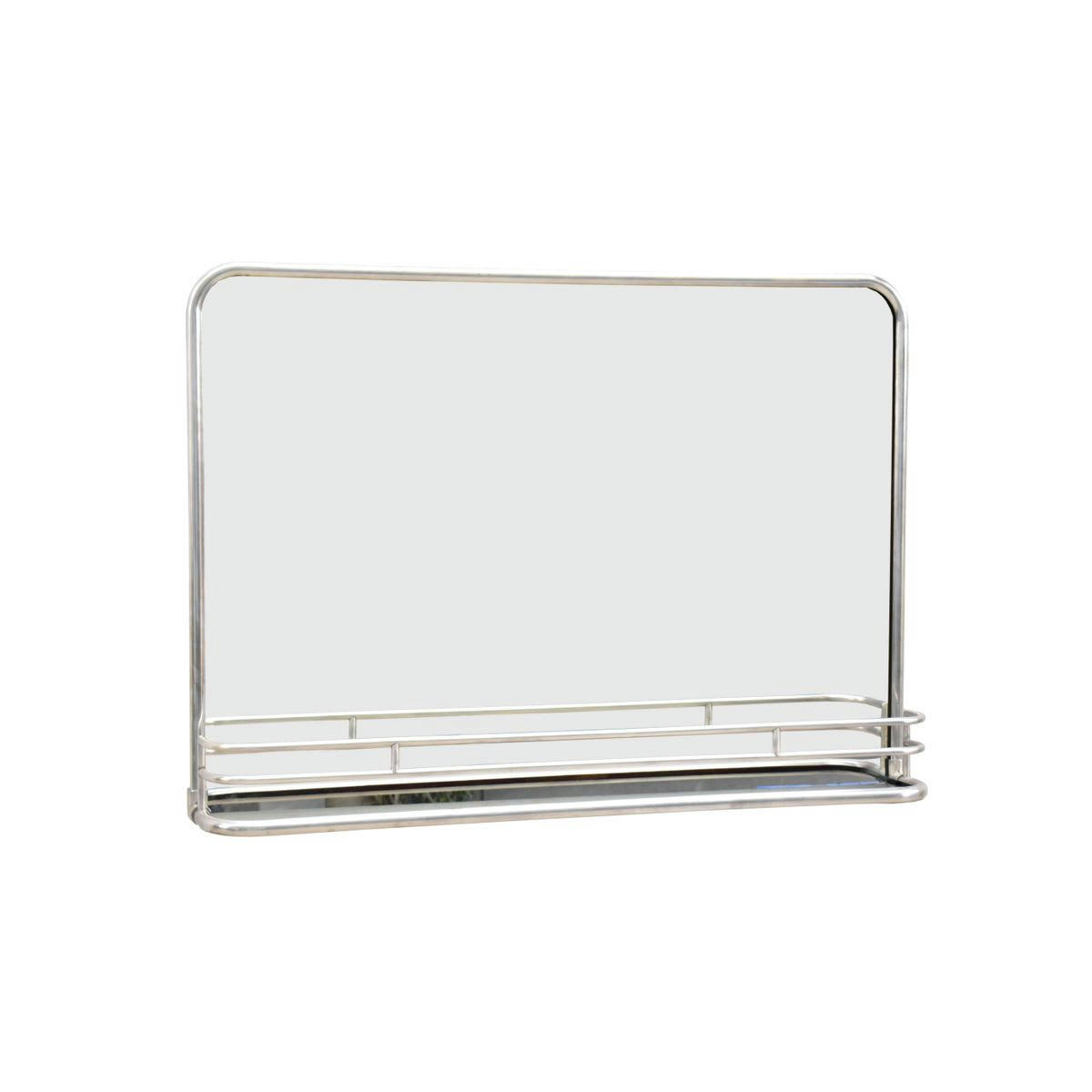 CHAUMONT - Miroir avec étagère en laiton argenté 81 x 59 cm - Chaumont