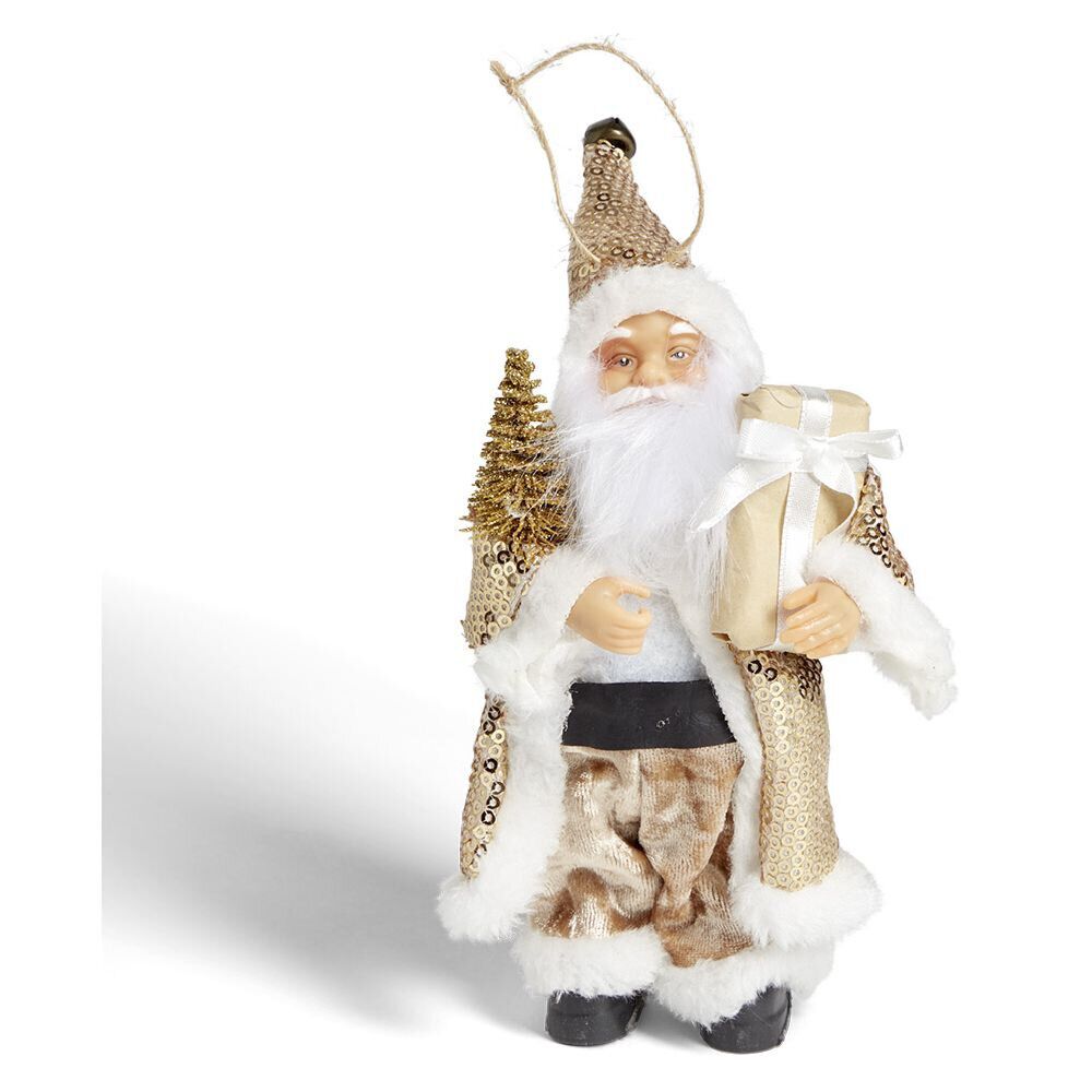 Figurine Père No&euml;l doré et blanc H18cm