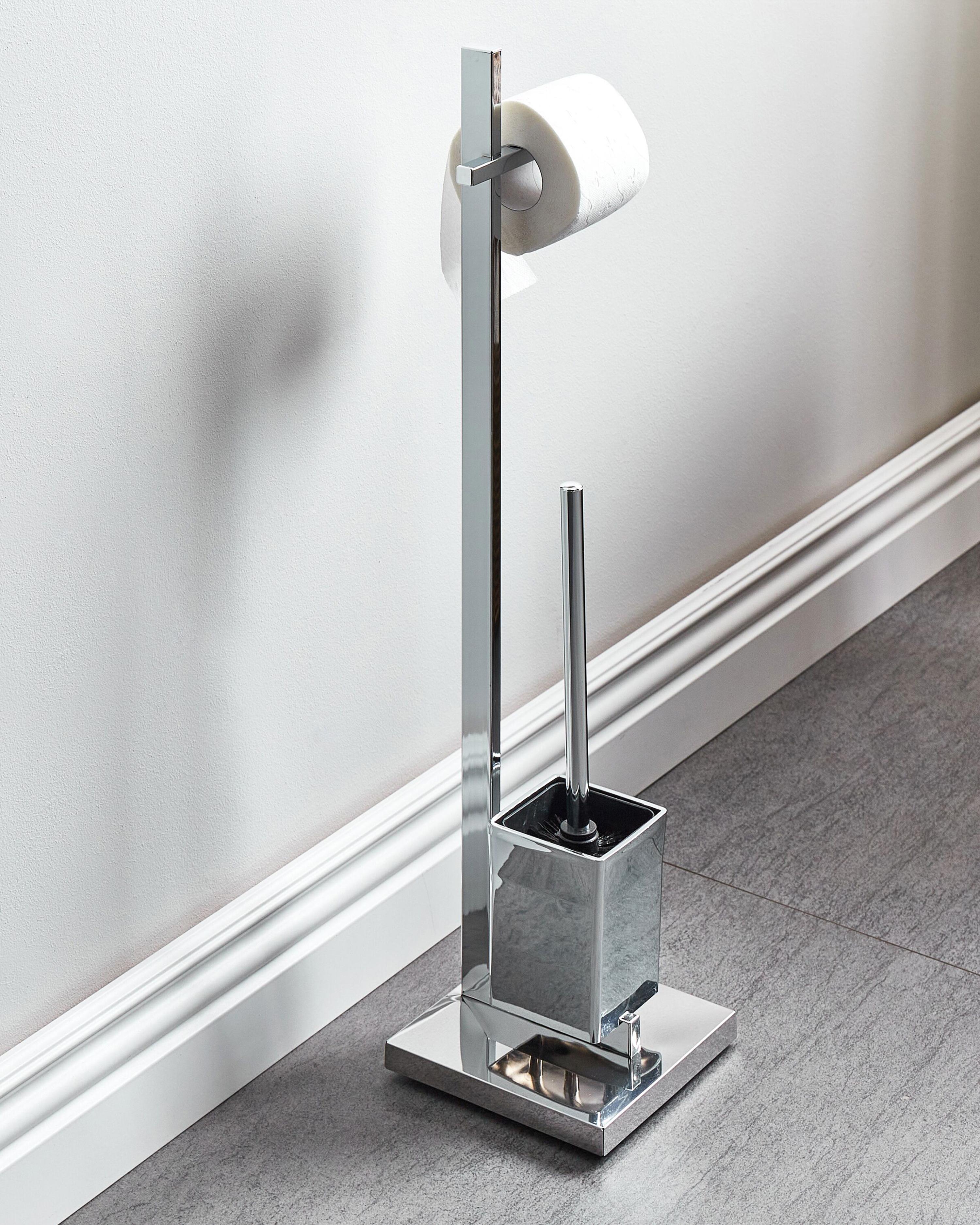 Toilet Roll and Brush Holder ULAPES Metal Silver