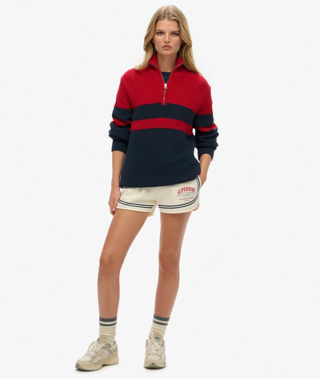 Oversized Cotton Classic Stripe Half-Zip Jumper