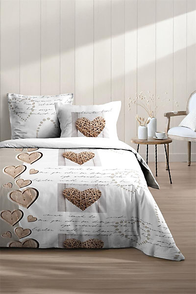 Housse de couette   taie Charming coeur