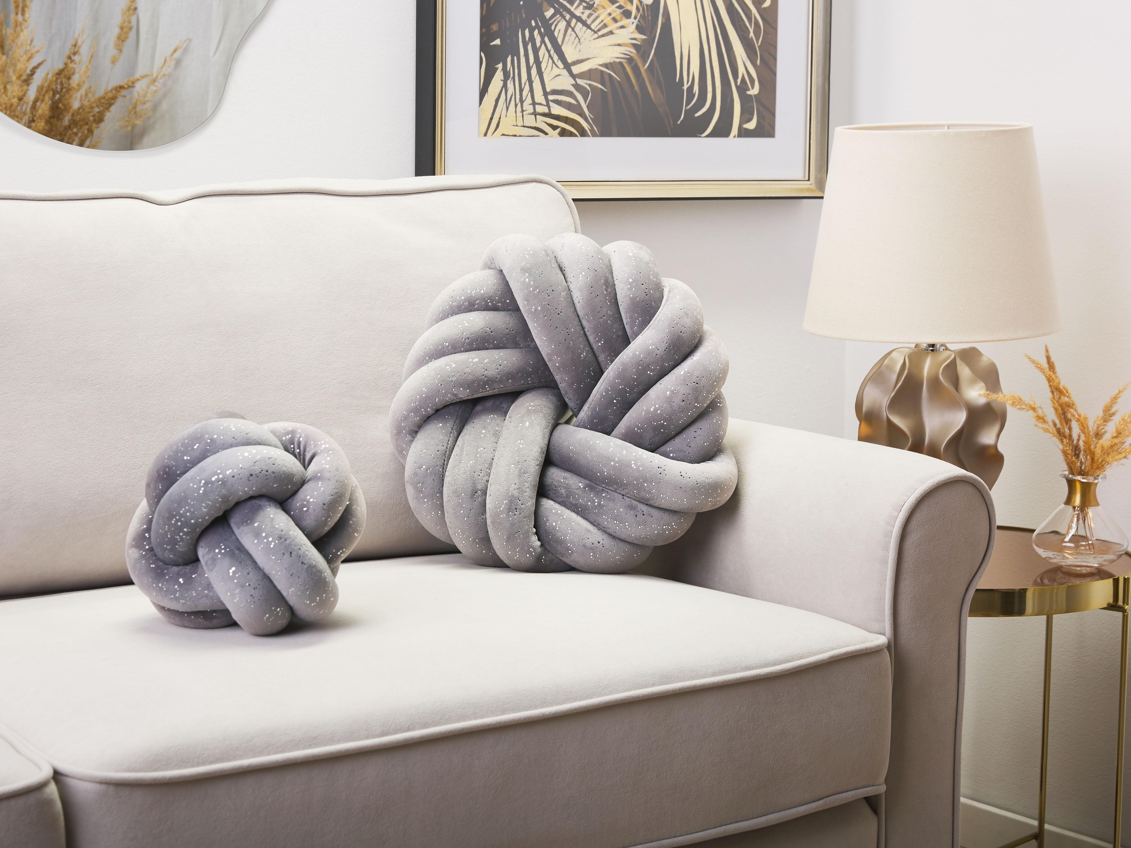 Throw Cushion AKOLA Velvet 30 x 30 cm Grey Solid