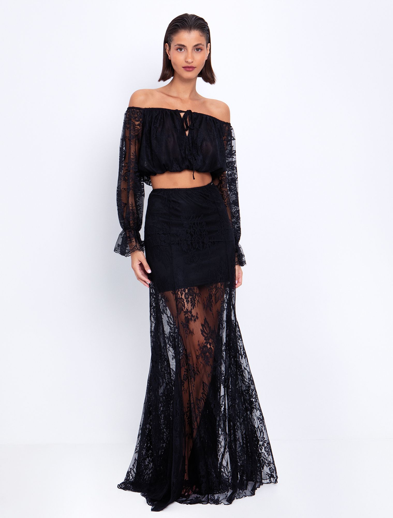 Off shoulder δαντέλα τοπ