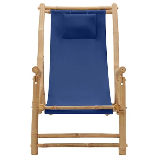NNEVL Deck Chair Bamboo and Canvas Navy Blue