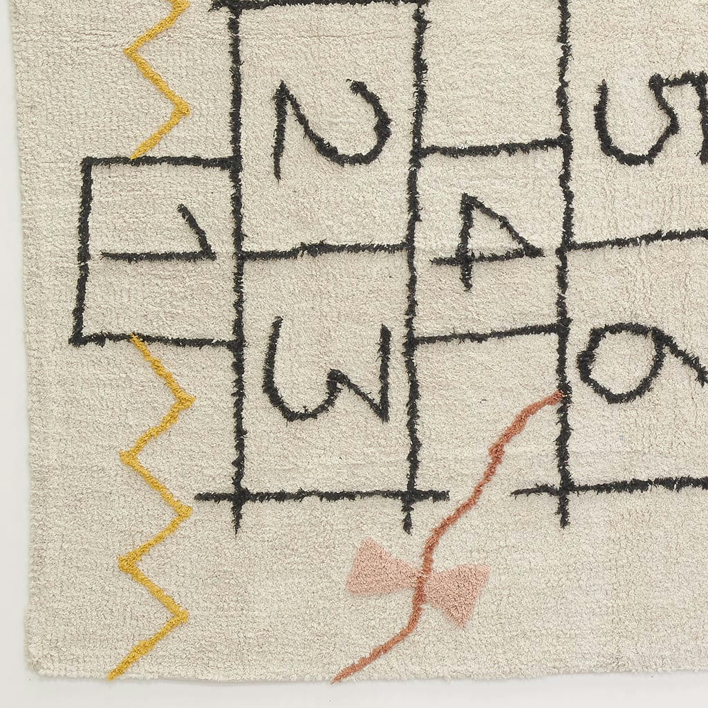 - Tapis marelle en coton tufté multicolore