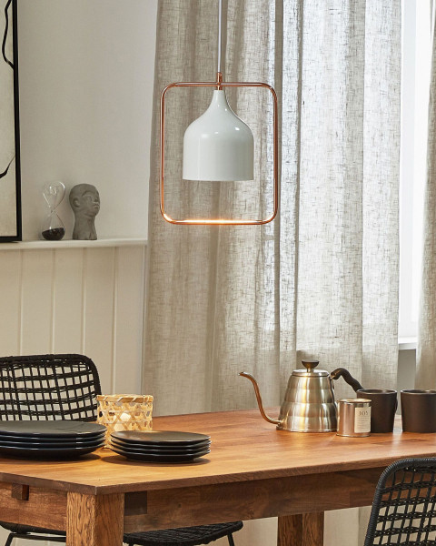 Lampa wisząca metalowa rama połysk biała