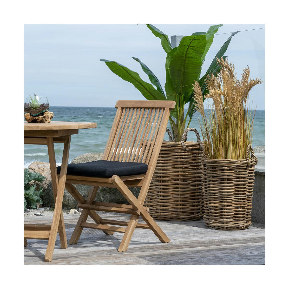 TORETO - Lot de 2 chaises de jardin en bois pliante