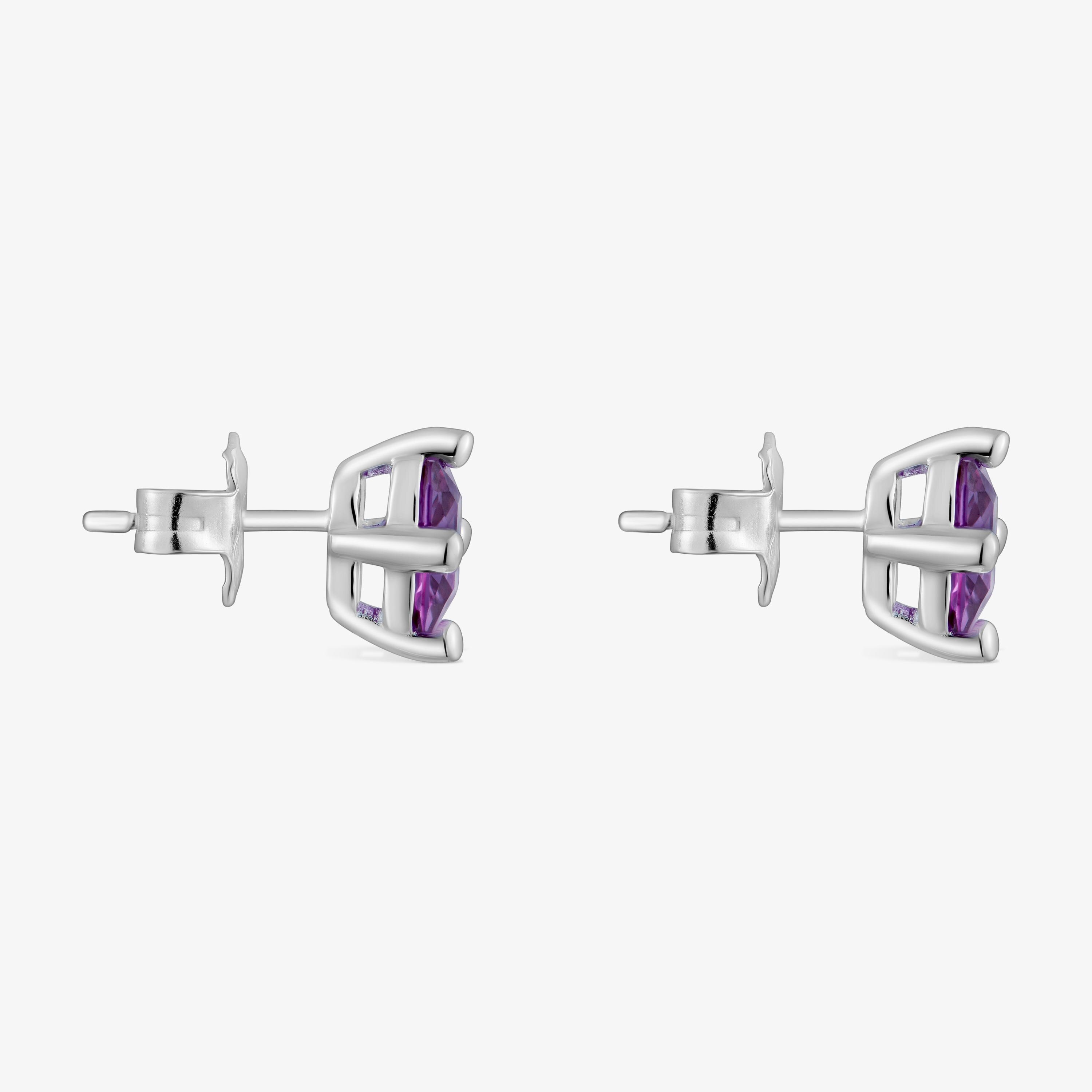 Pendientes de plata y zafiro lila creado en laboratorio 7 mm TOUS Color LGG