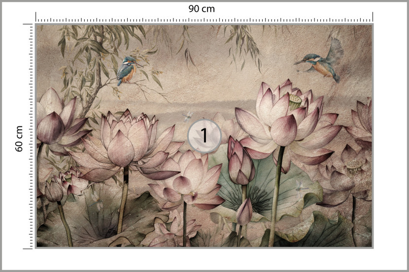 Fototapeta Kwiaty Lotosu W Stylu Vintage 90x60cm