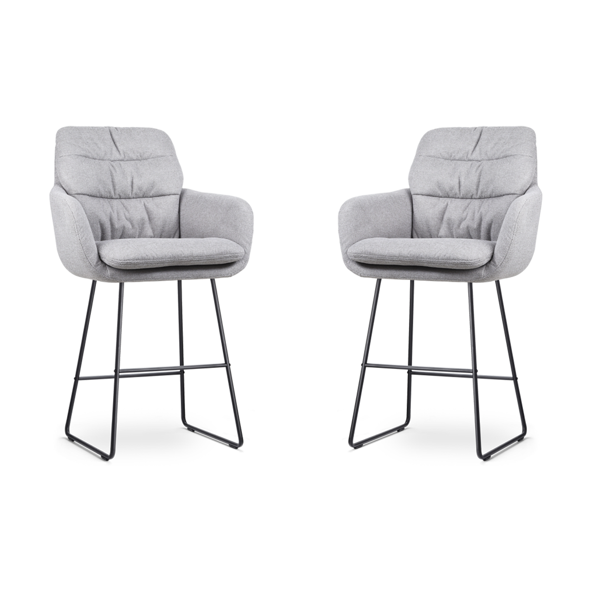 Nolon Nino-Mia Barkrukken Set van 2 - Grijs - Zwart - 65 cm