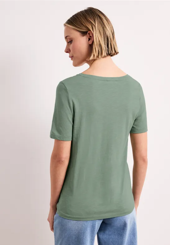 Basic T-Shirt mit V-Neck in Unifarbe