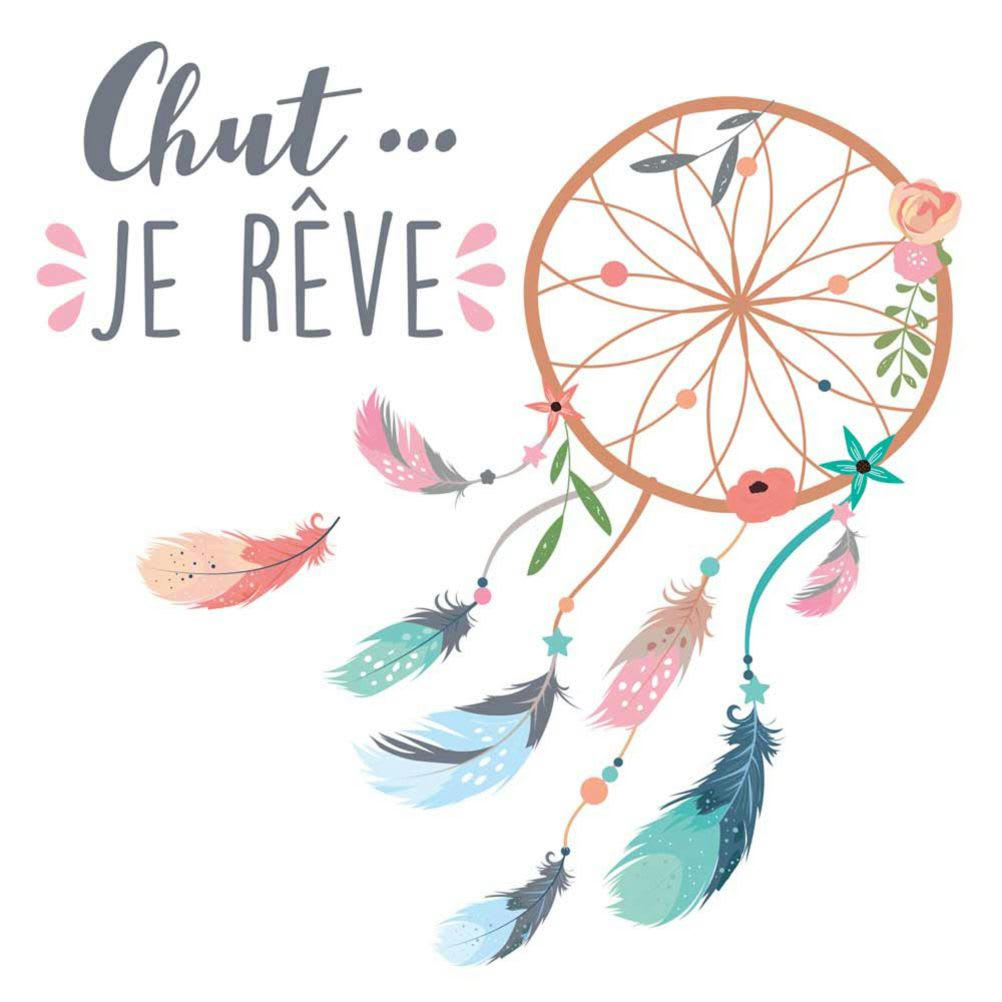 CHUT JE RÊVE - Sticker décoratif mural enfant 43,2x43,2cm
