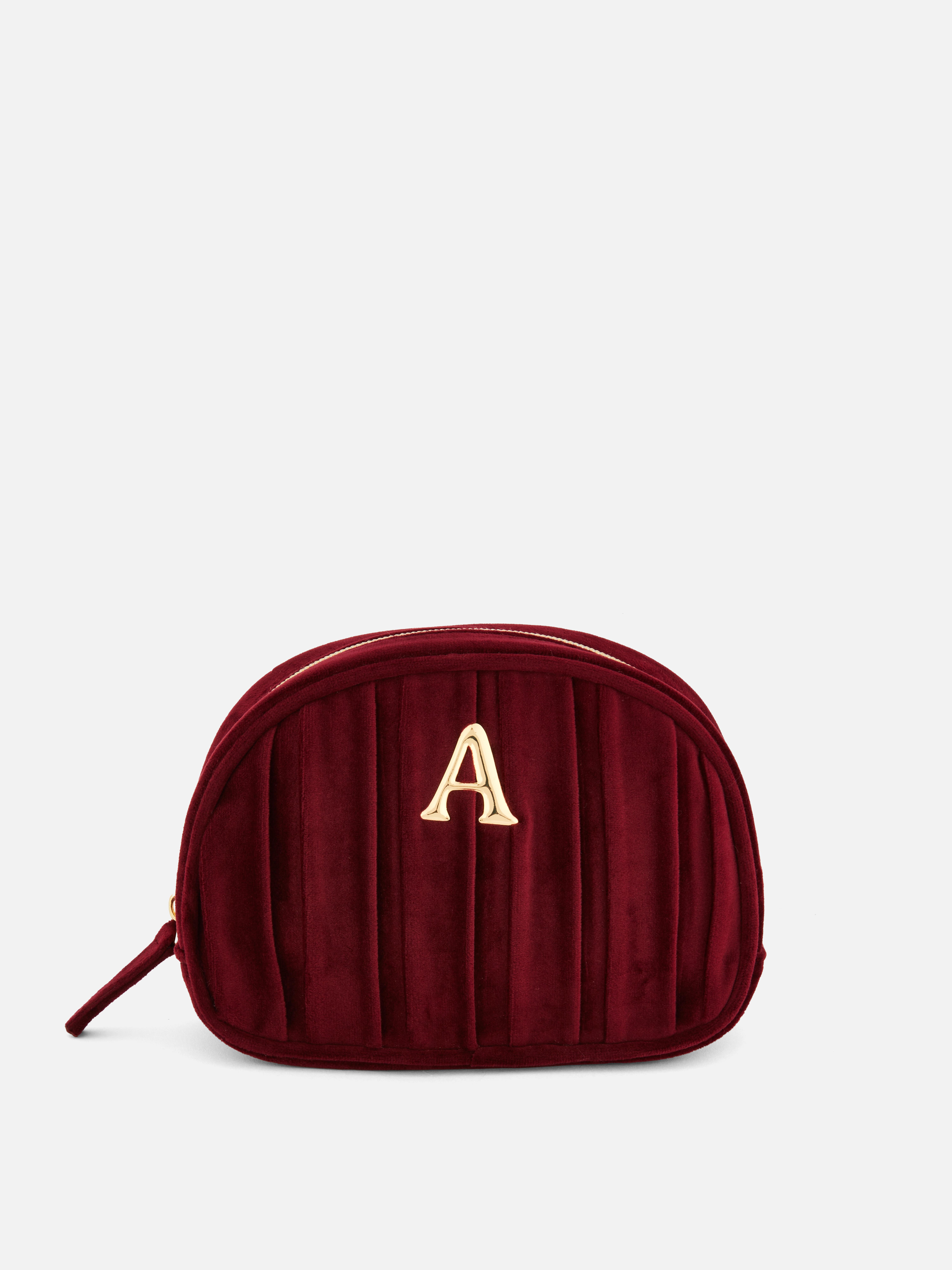 Mini Velvet Initial Makeup Bag