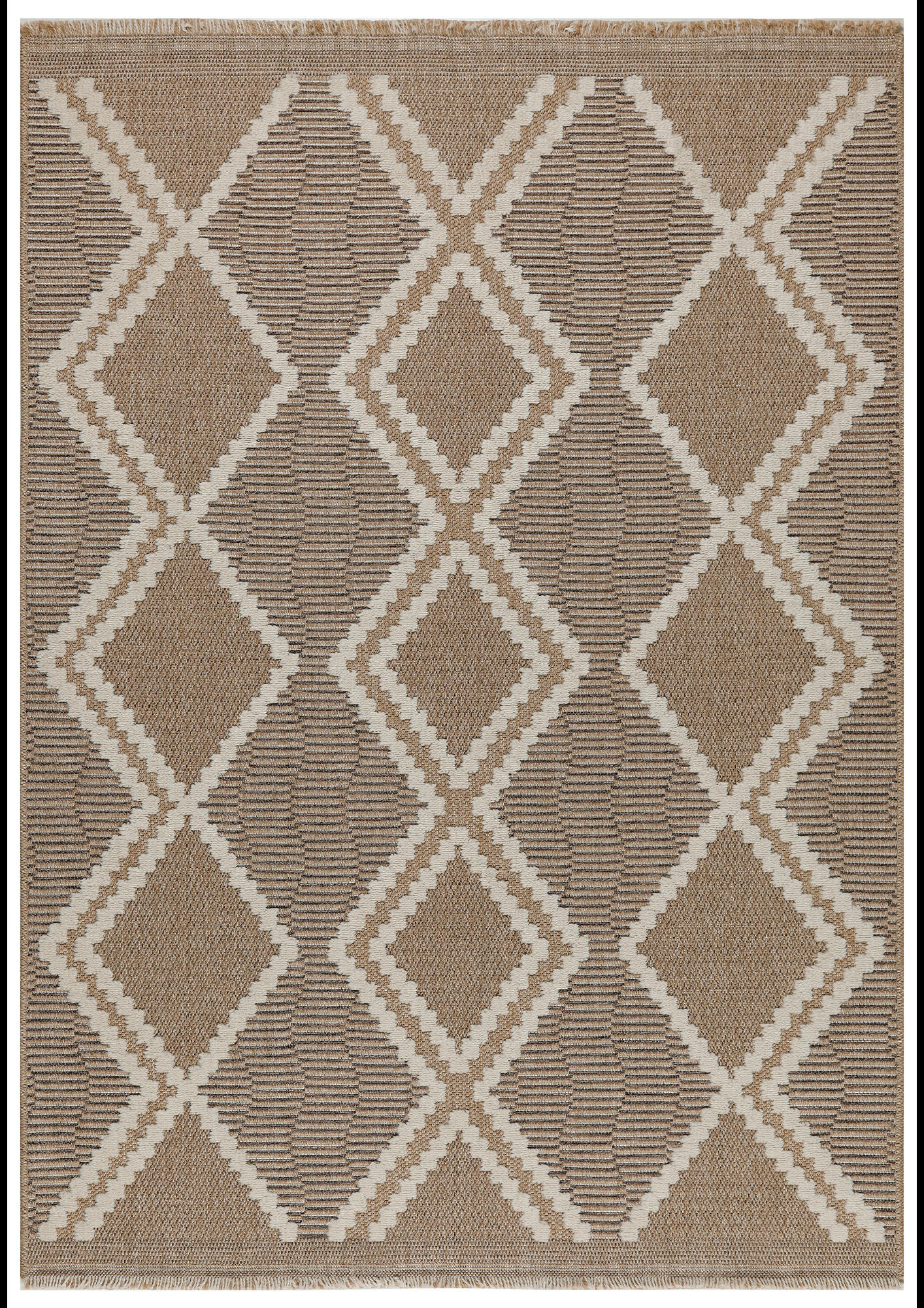TULUM - Tapis intérieur et extérieur aspect jute scandinave marron-120x170