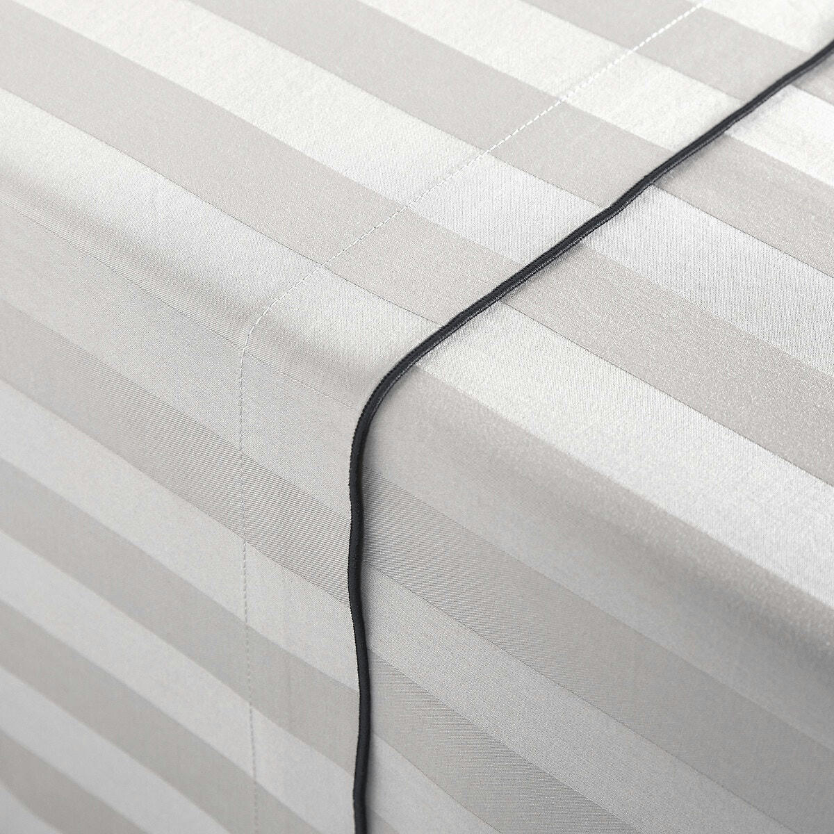 Drap plat satin de coton lavé, Victor rayé