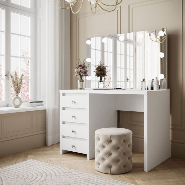 Toaletka GLAMOUR ELITE biała z uchwytem kryształ