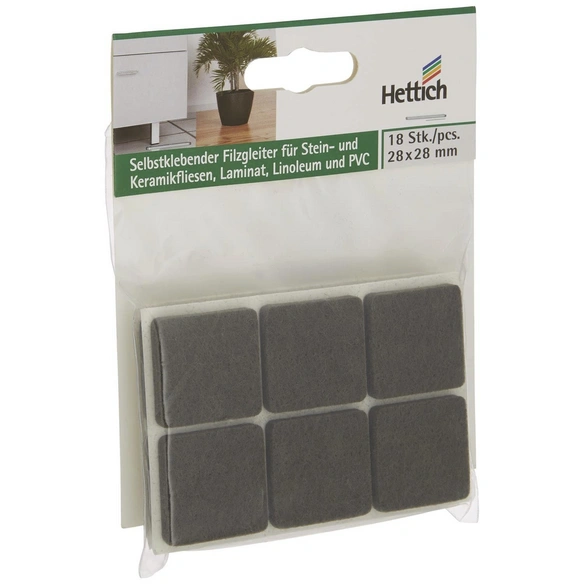 Filzgleiter, quadratisch, Selbstklebend, braun, 28 x 4,5 x 28 mm