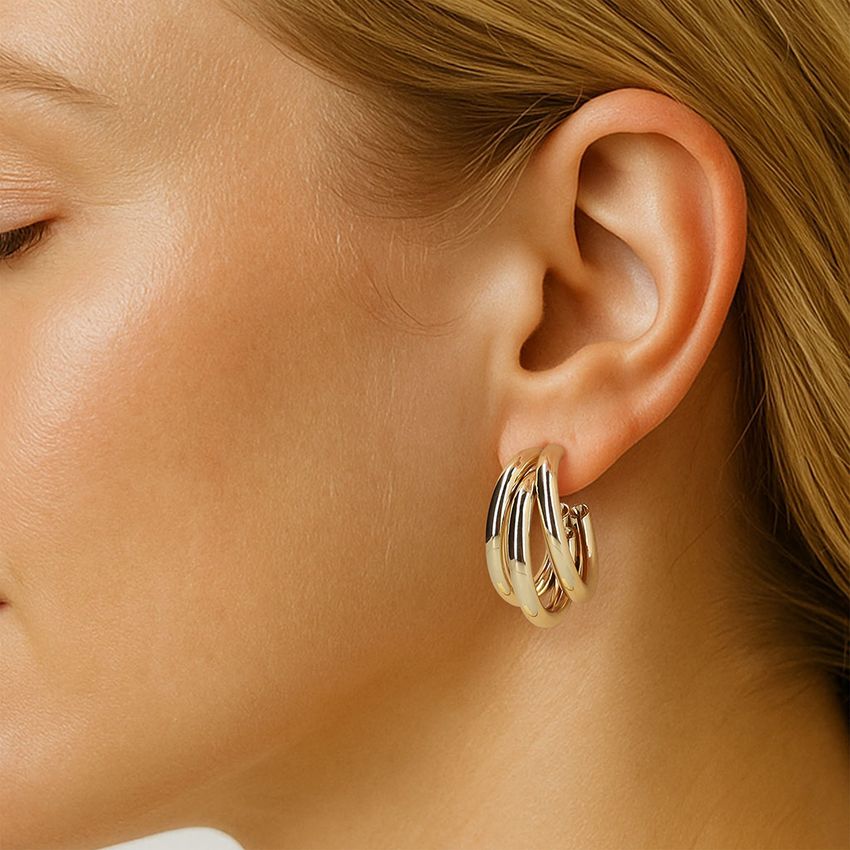 Manfield Goudkleurige ronde oorbellen