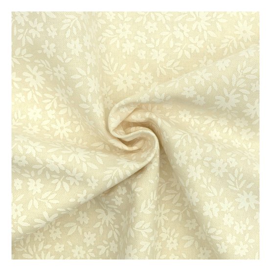 Ivory Daisy Cotton Fabric by the Metre