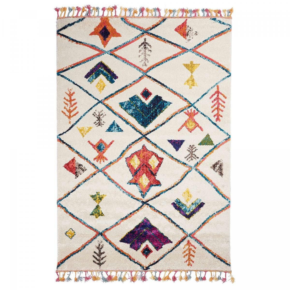 BERBERE TRIBAL MK 03 - Tapis berbère style blanc 160x230