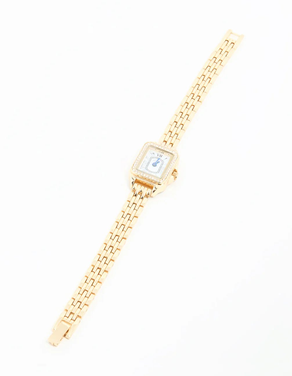 Gold Diamante Mini Rectangular Watch