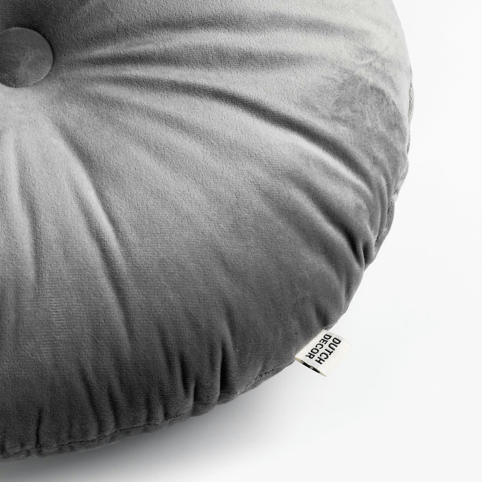 OLLY - Coussin rond gris en velours 40 cm uni
