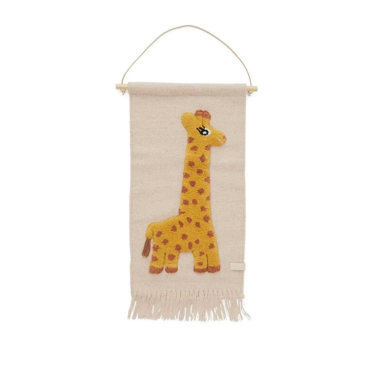 WALL - Tapis mural girafe rose 95% laine 5% coton 70x32cm