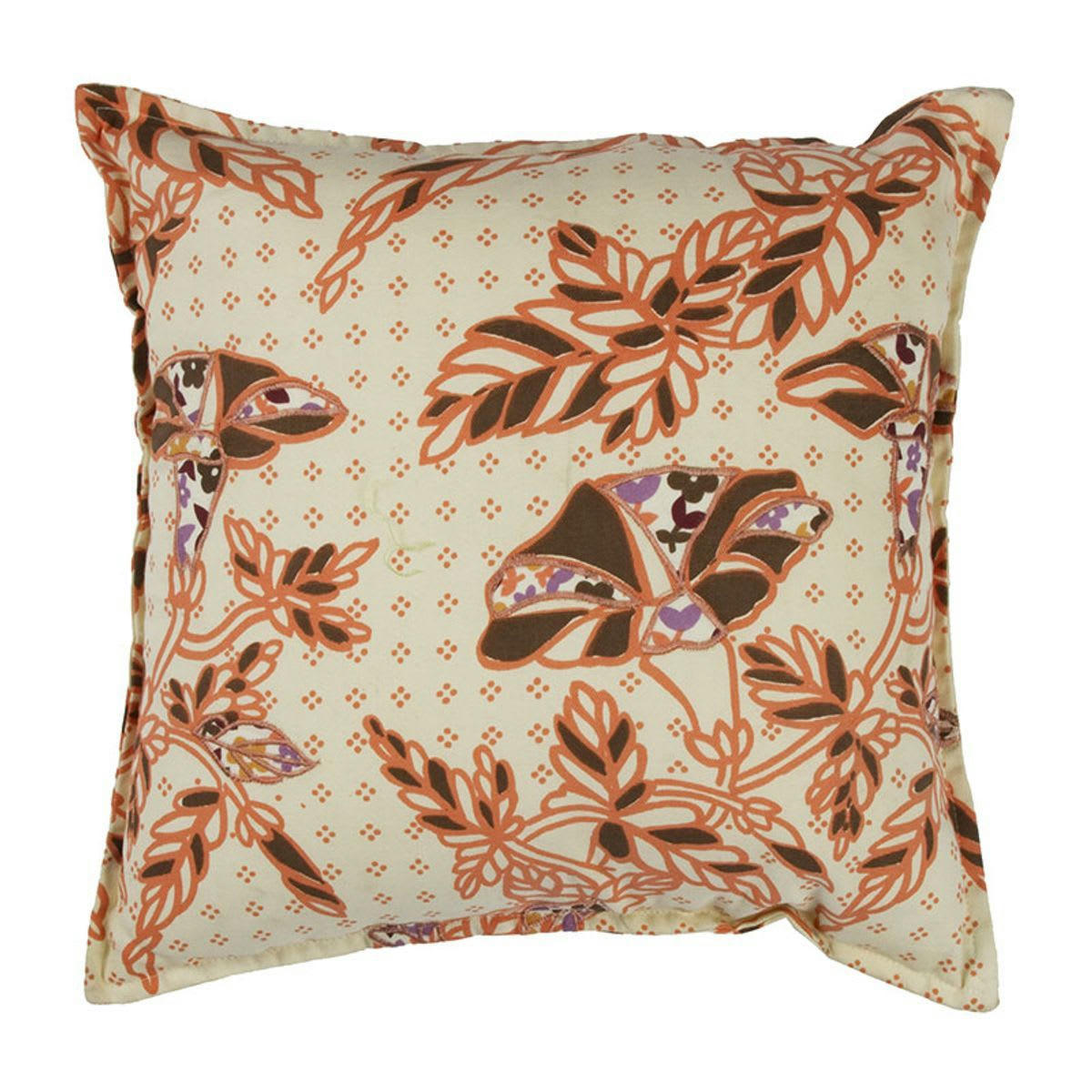 LIBERTY - Coussin motifs liberty et fleurs écru 38x38