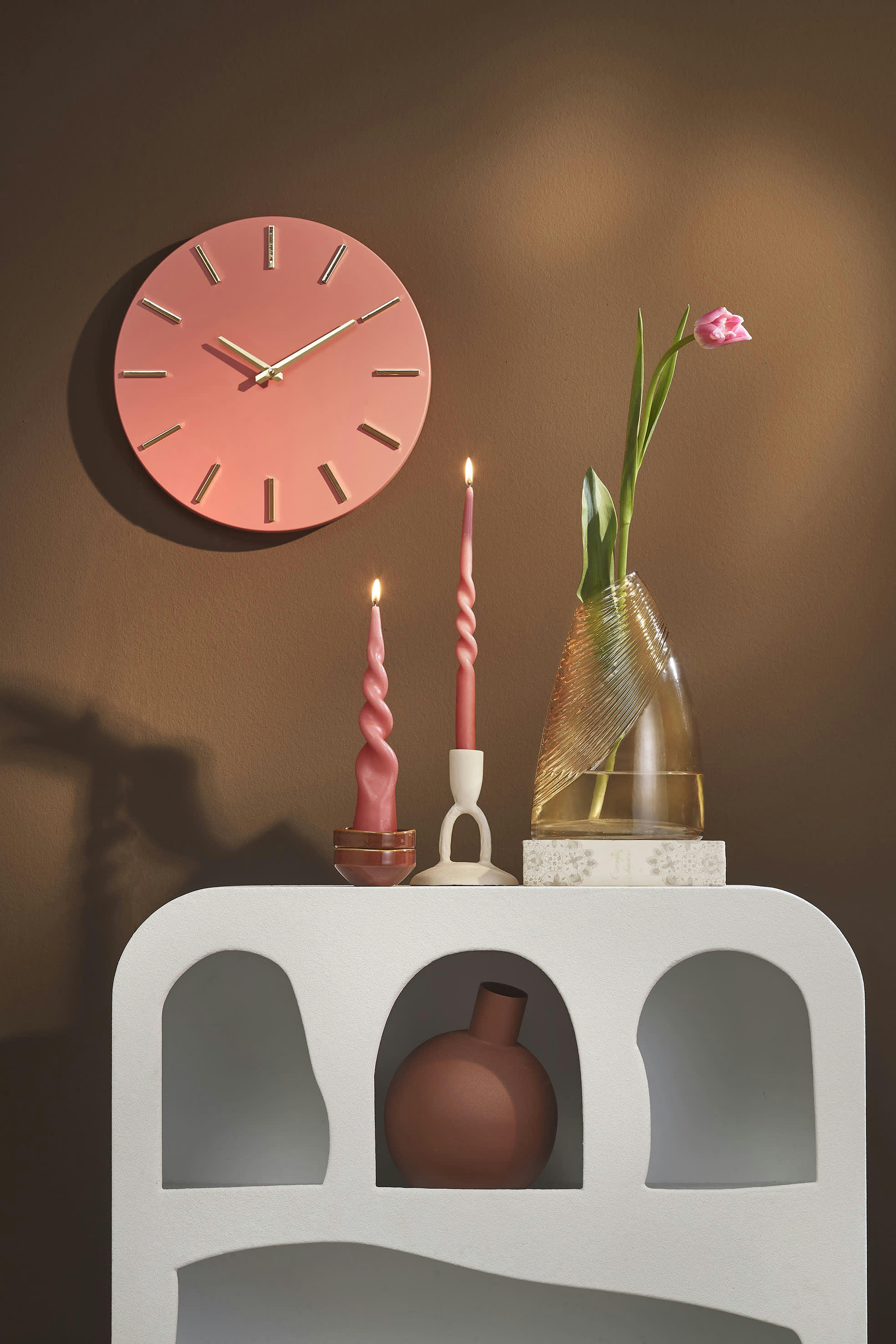 BRIXEN - Horloge en aluminium rose D35.5