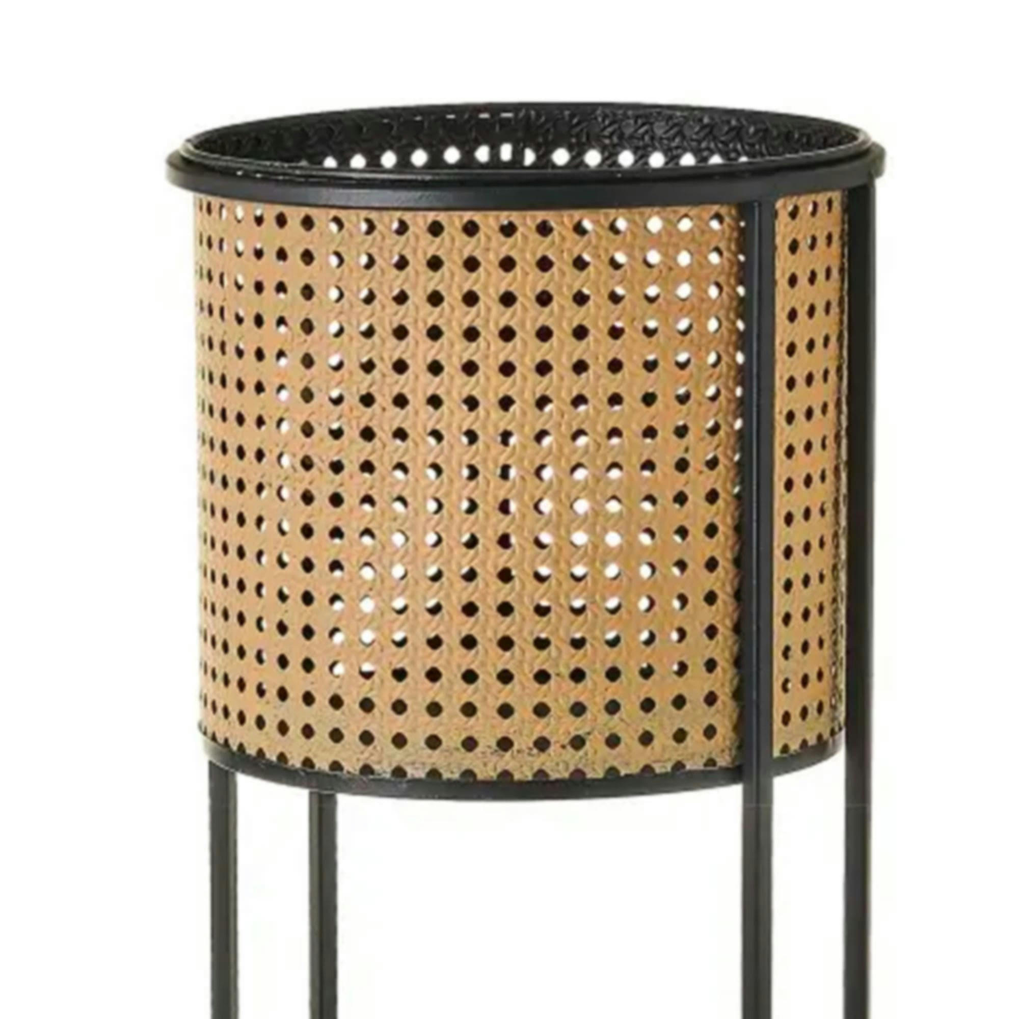 - Set de 2 supports pots plante ronds en métal façon cannage