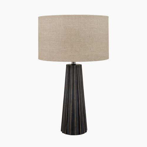 Ruma Mango Wood Textured Cone Table Lamp