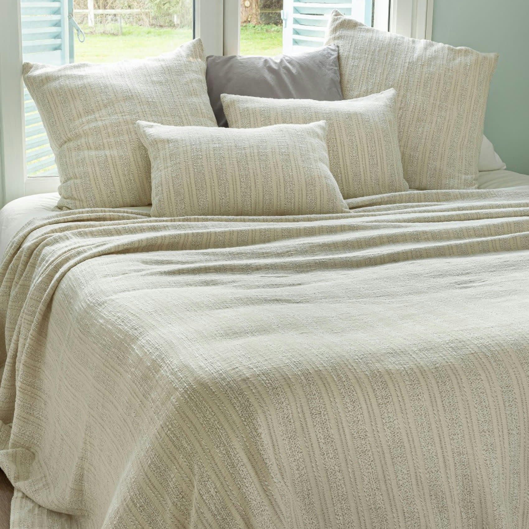 MINORQUE - Dessus de lit en tissu jacquard coton ecru 230x250 cm