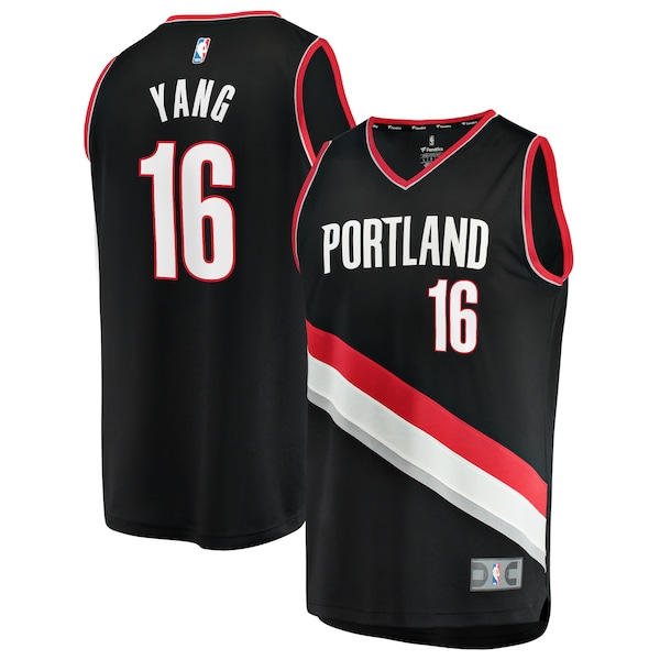 Yang Hansen Portland Trail Blazers  Fast Break Replica Jersey - Icon Edition - Black