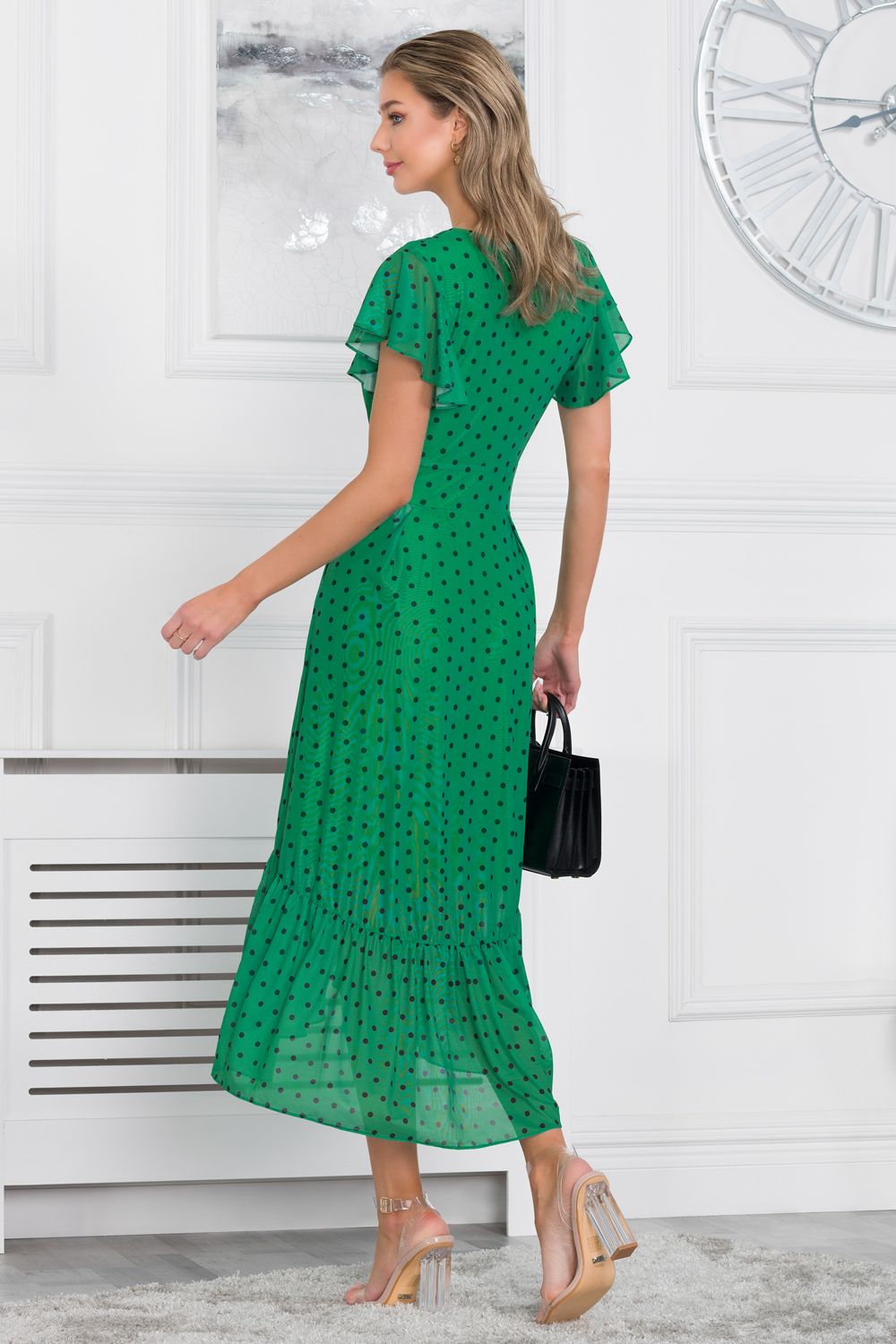 Jolie Moi Leena Mesh Cap Sleeve Tiered Maxi Dress