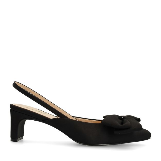 Zwarte slingback pumps met strik