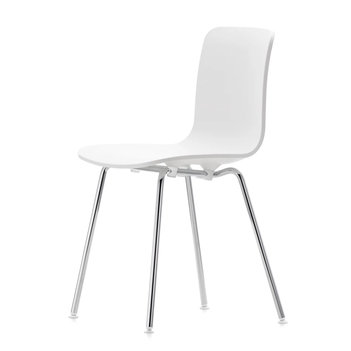 Vitra - Hal Tube Stuhl, baumwollweiß / chrom (Kunststoffgleiter)