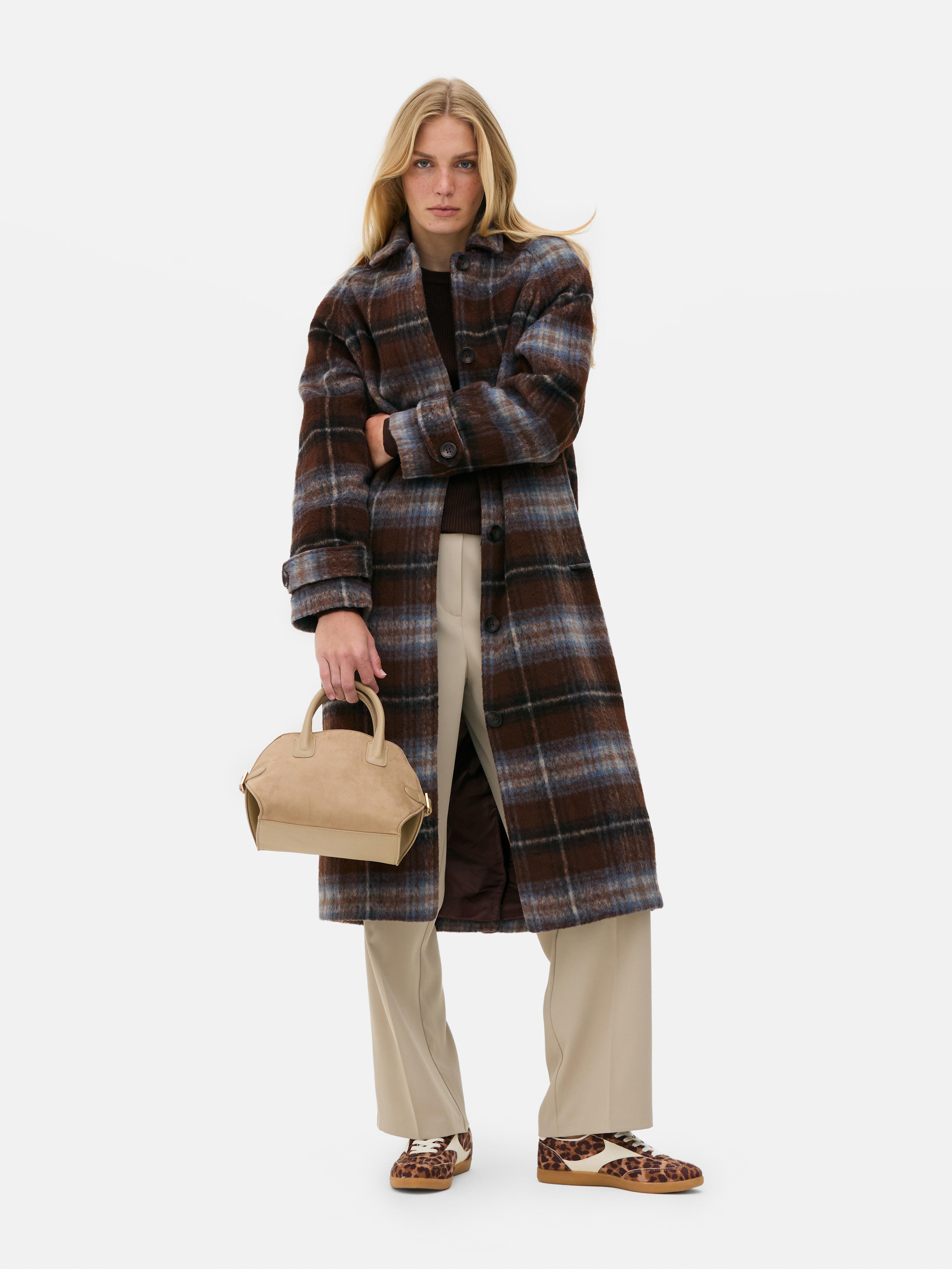 Plaid Pointed Collar Coat