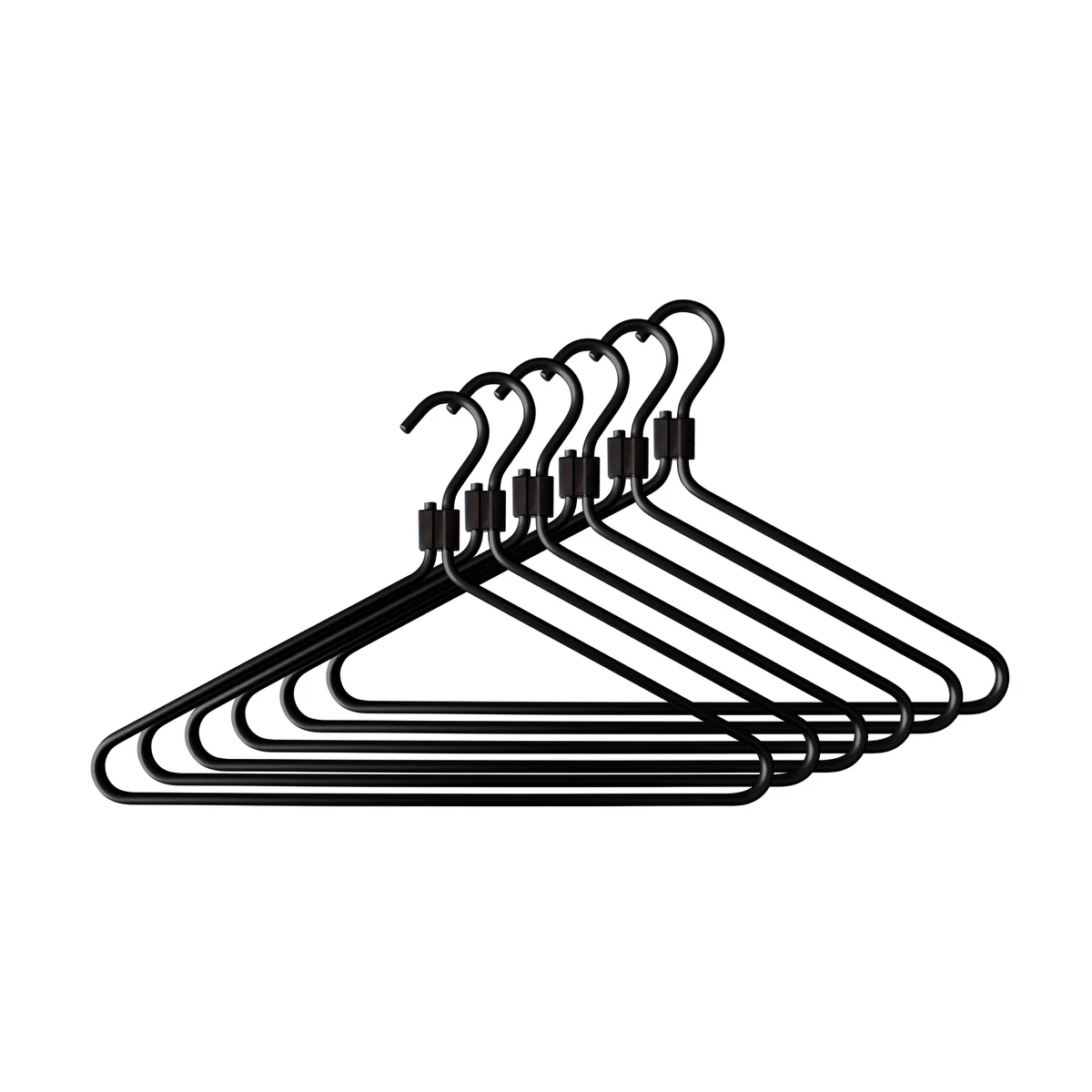 Radius Design - Kleiderbügel, schwarz / Clip schwarz (6er-Set)