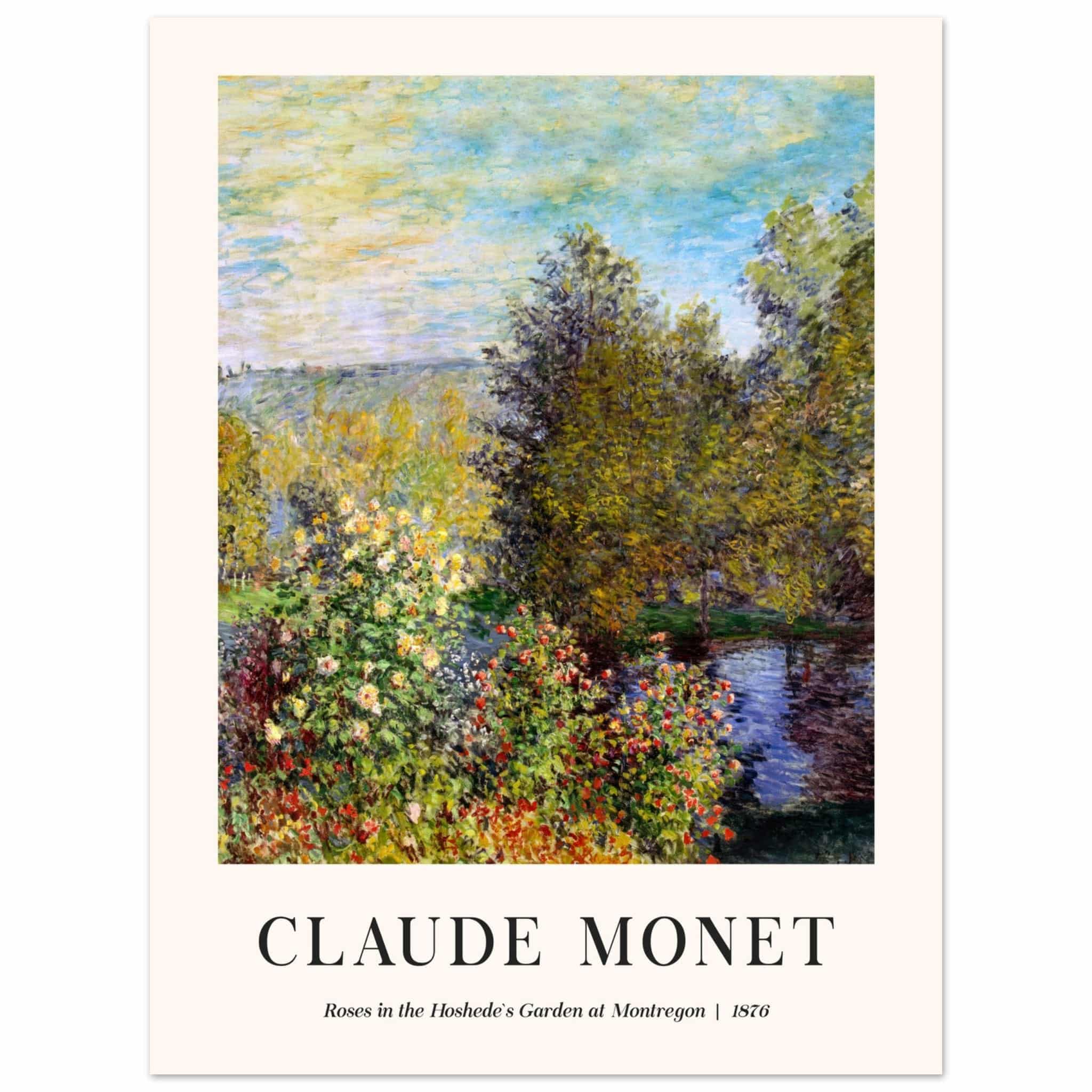 Artfulprints Poster Claude Monet - Roses in the hoshede's garden at Montregon  - 30x40 cm - Groen