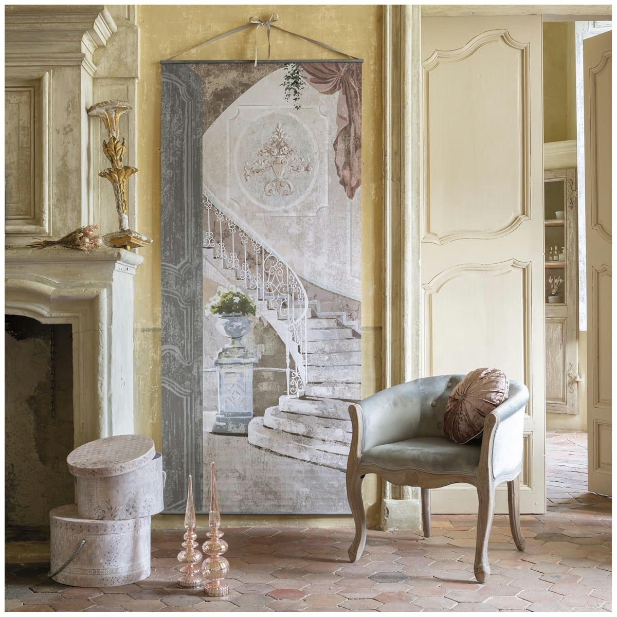 PALAZZO BELLO - Toile trompe-l'œil Marches du Palais 90x200cm