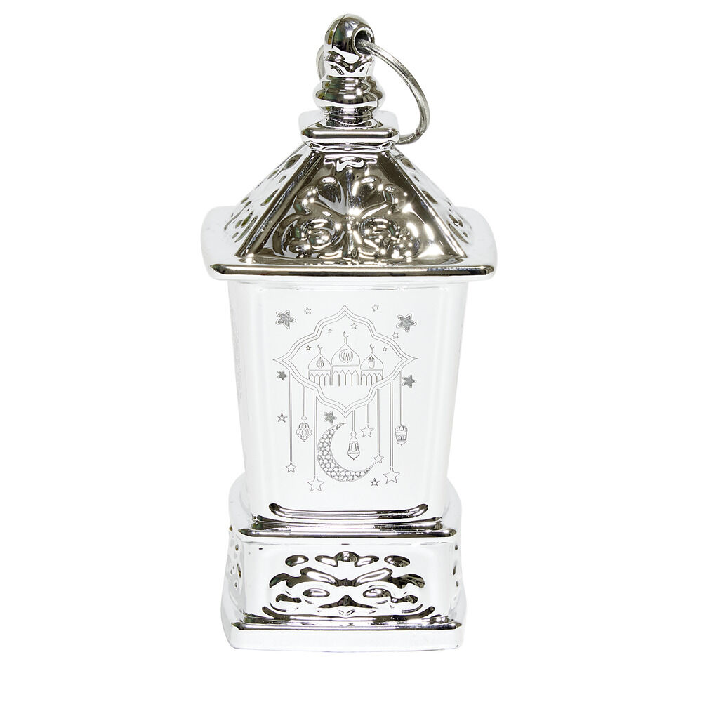 Mini lanterne LED orientale carrée 5x5xH10cm (2 modèles doré ou argenté)