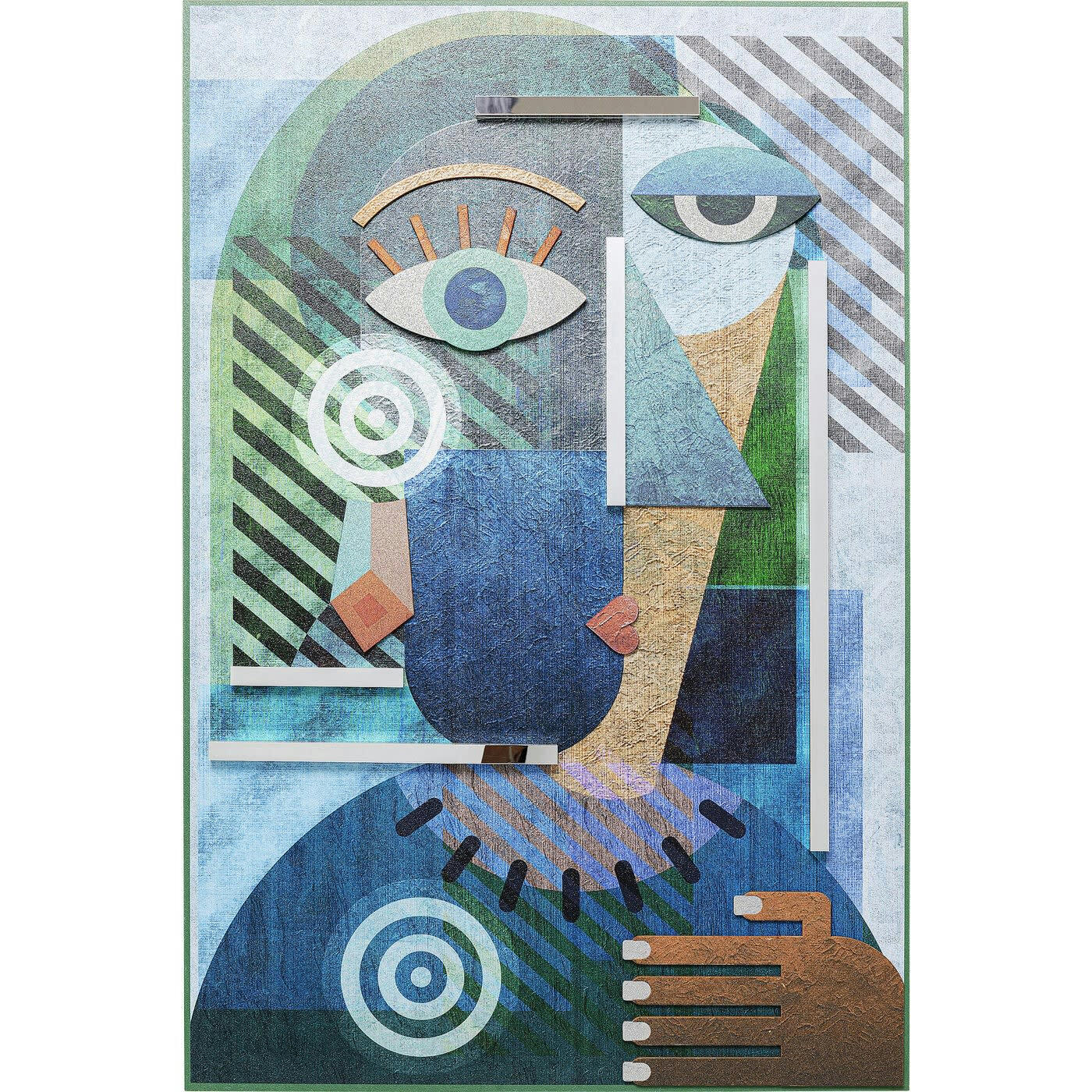 - Tableau buste géométrique bleu 100x150cm Kare Design
