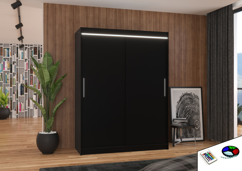 Szafa przesuwna z oświetleniem LED DENVER 150 Black