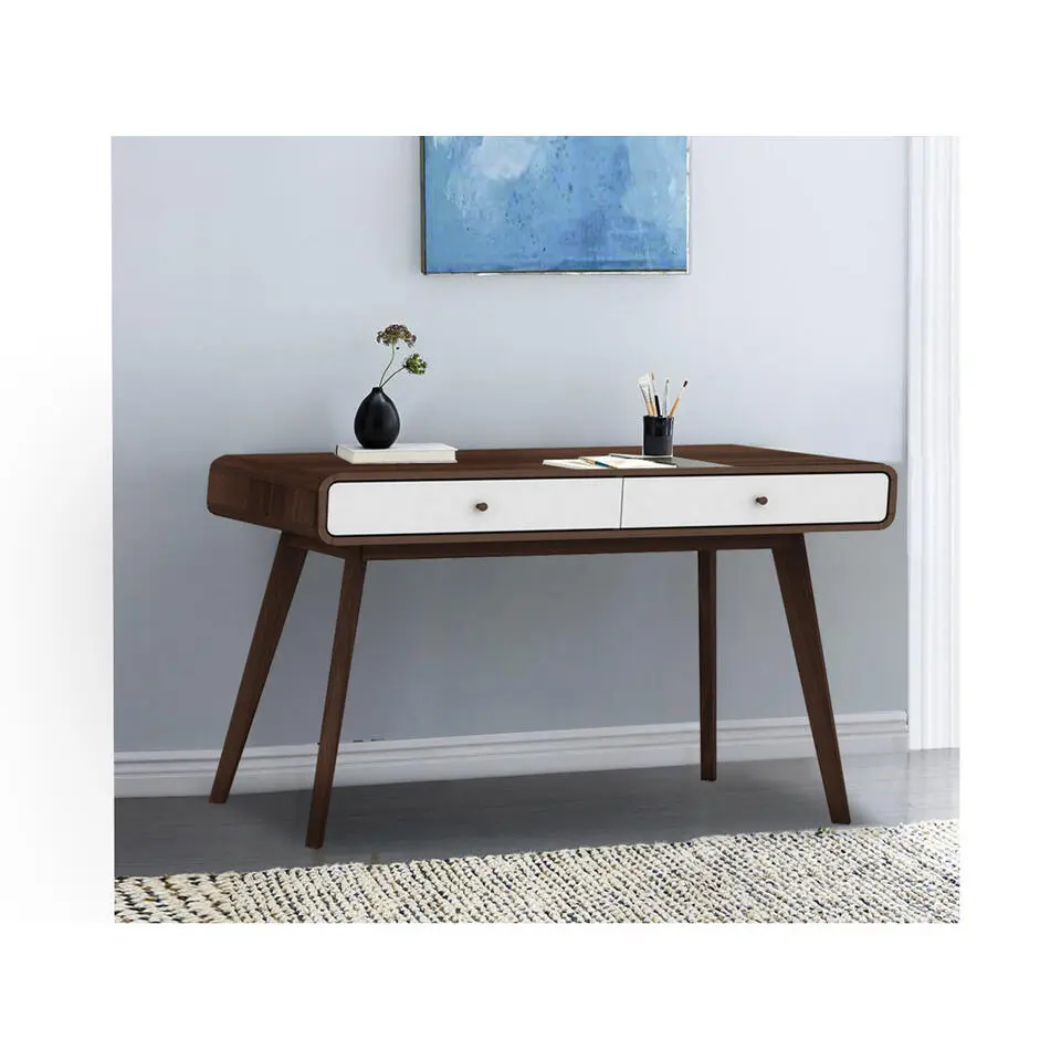 Cassie - Bureau walnoot en wit spaanplaat 2-deurs