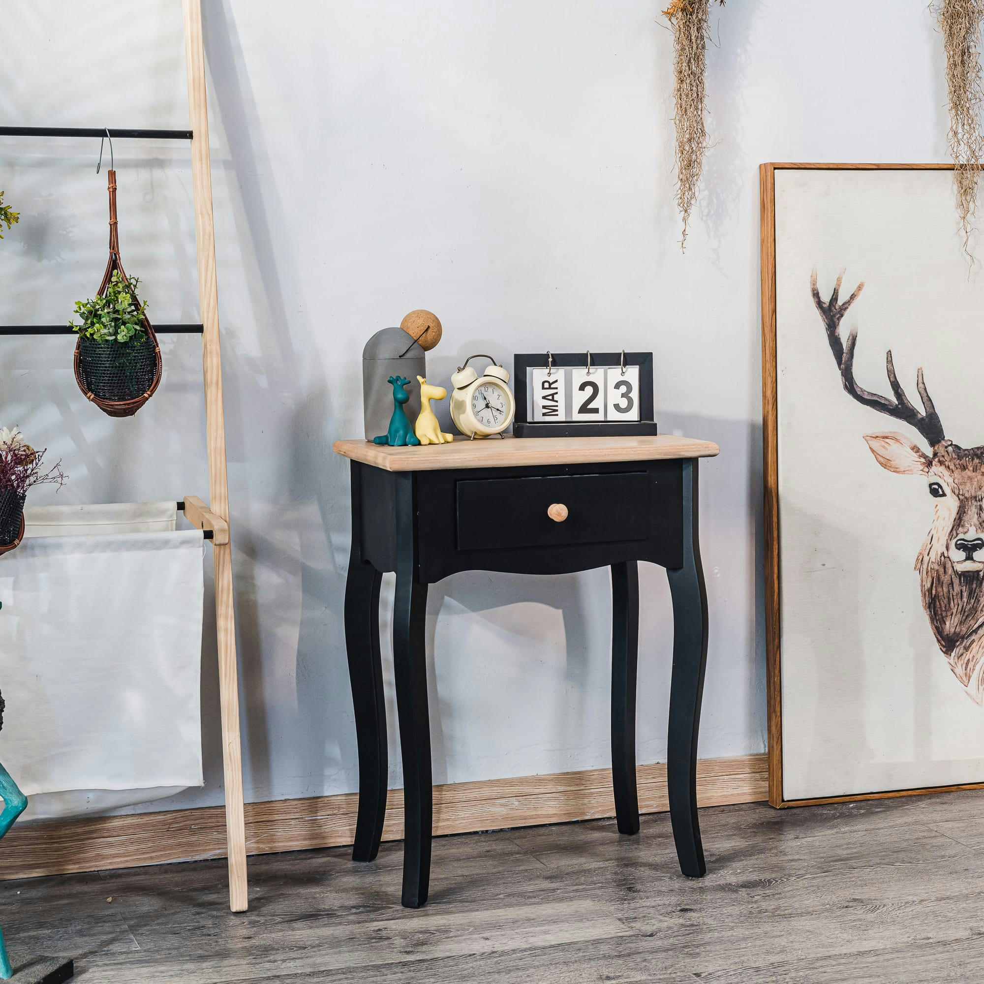 - Table de chevet 1 tiroir en bois noir