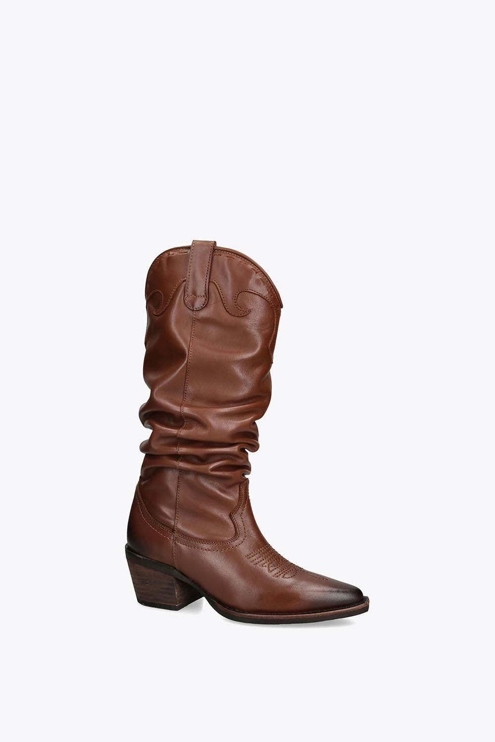 STEVE MADDEN Stage Brown Leather' Leather Boots