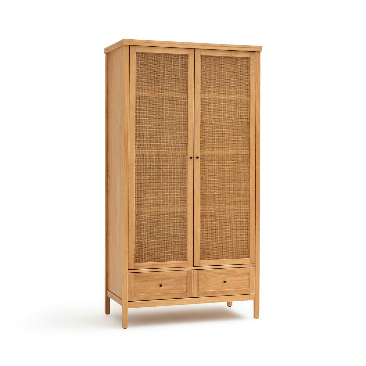 Armoire 2 portes pin massif et cannage, Gabin