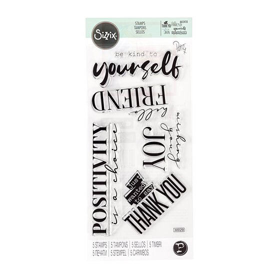 Sizzix Sunny Sentiments 8 Stamp Set 5 Pieces