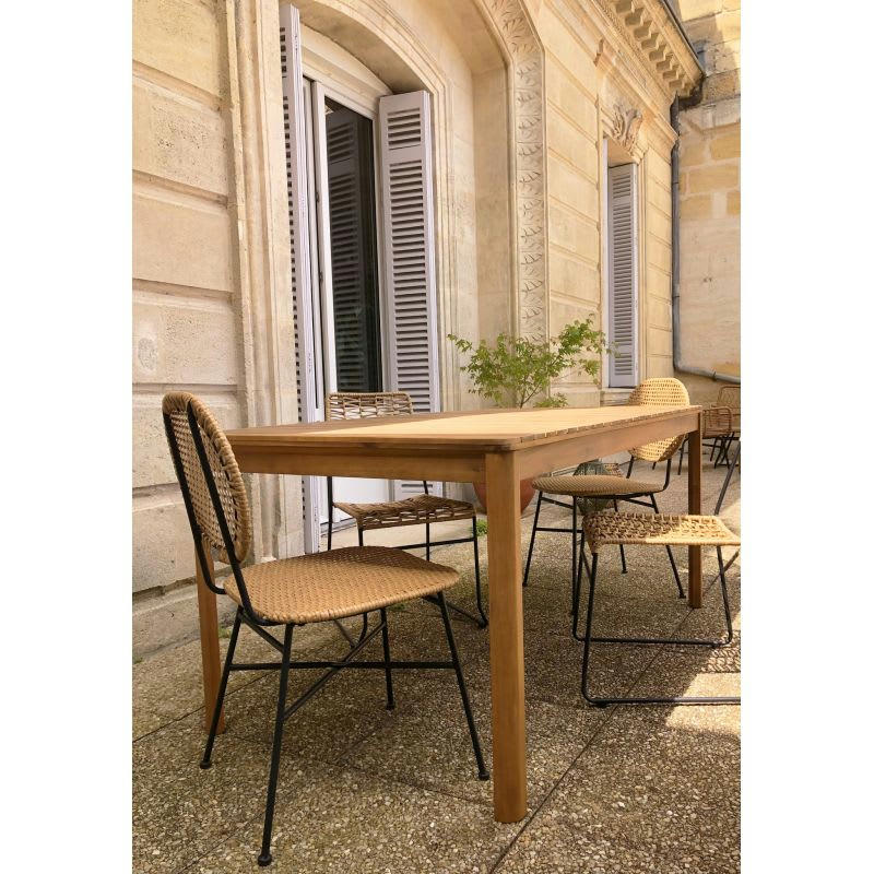 GELA - Lot  de 2 chaises en résine tressée coloris naturel