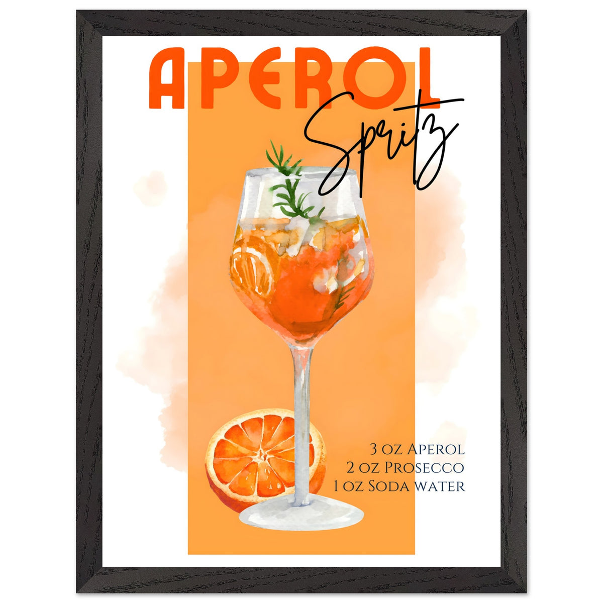 Artfulprints Poster met Lijst Aperol Spritz - Orange  - 30x40 cm - Oranje